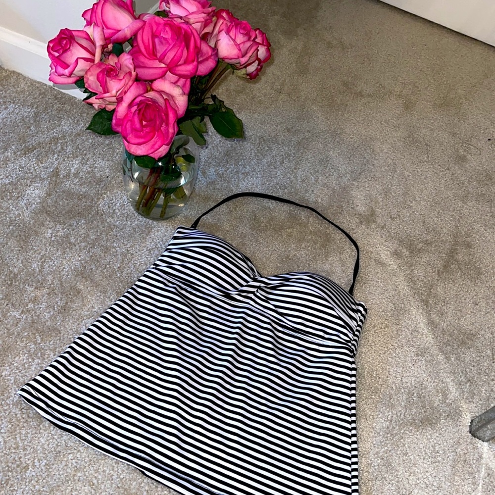 Black & White Strip Tankini Top